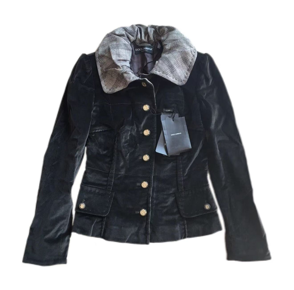 Dolce&Gabbana Velvet Fitted Blazer Jacket