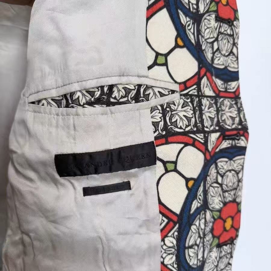 Alexander McQueen 2013FW Stained‑Glass Print Wool Bomber Jacket