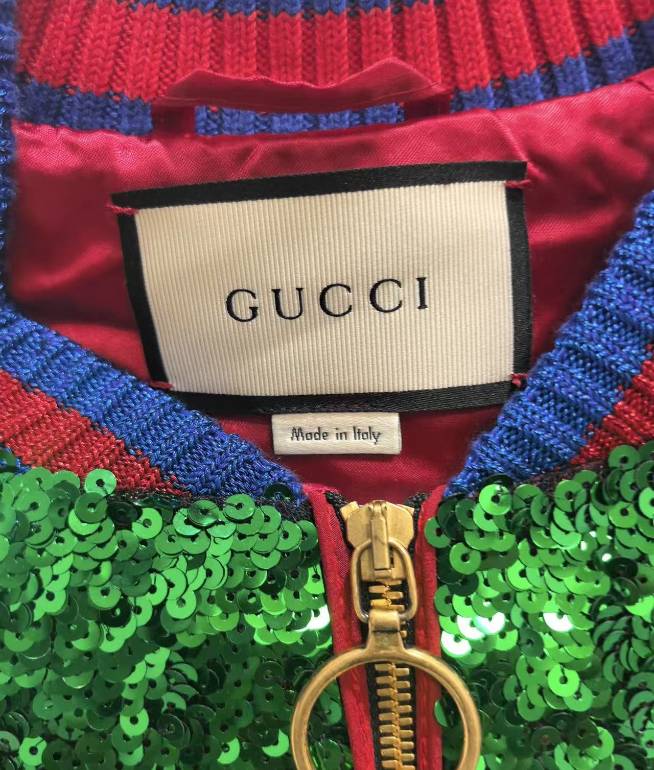 Gucci 17AW Sequin Embellished Bomber Jacket