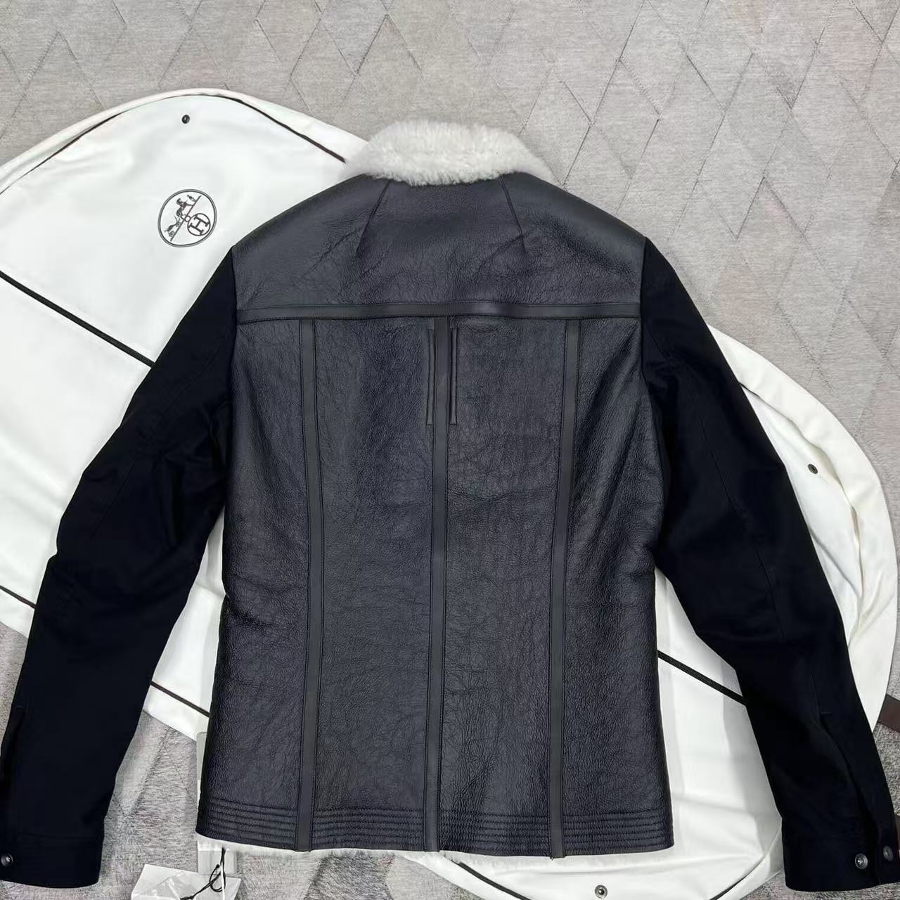 Rick Owens DRKSHDW SS14 Shearling‑Collar Trucker Jacket