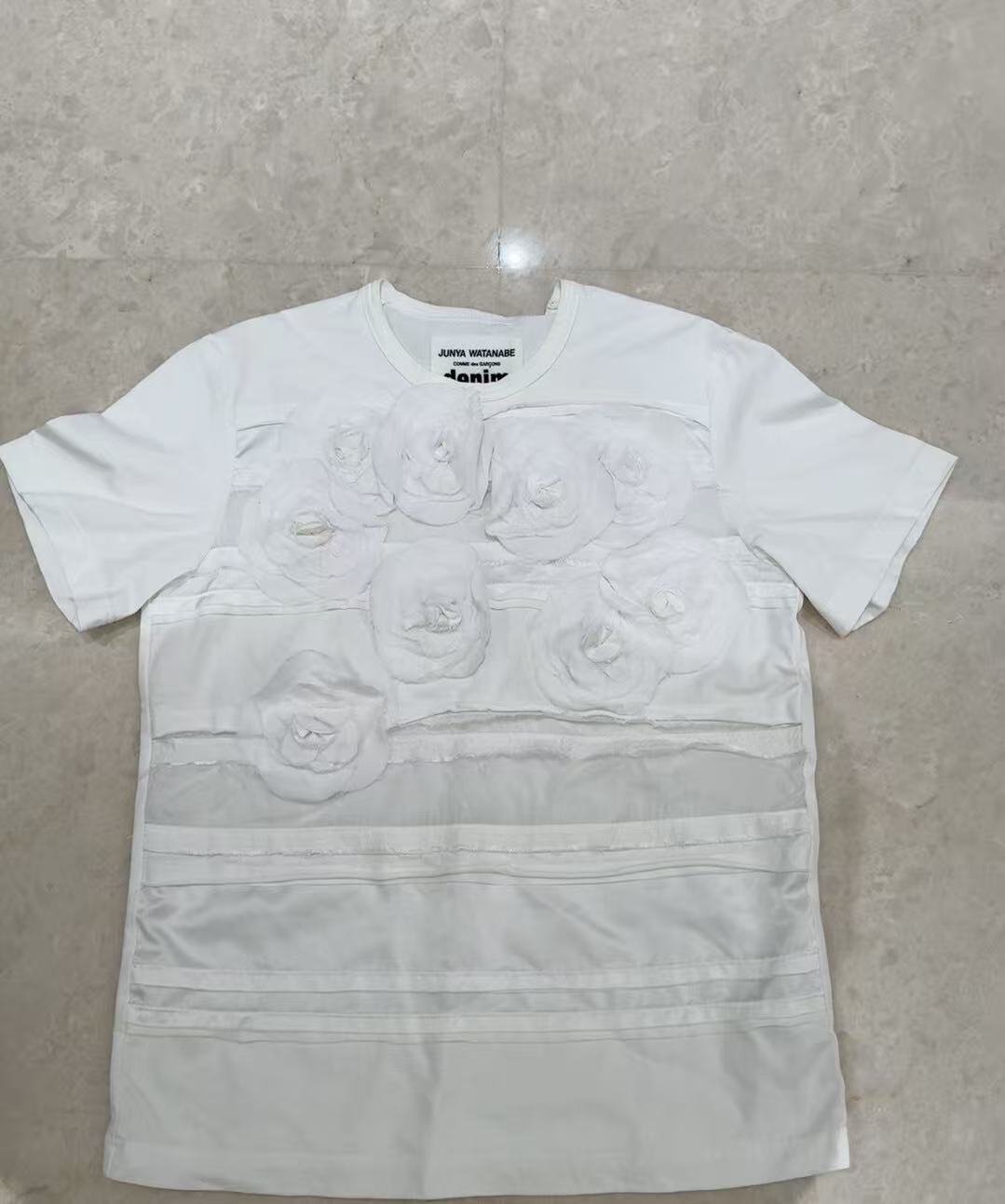 Junya Watanabe CDG 3D Appliqué Floral Short Sleeve T-shirt