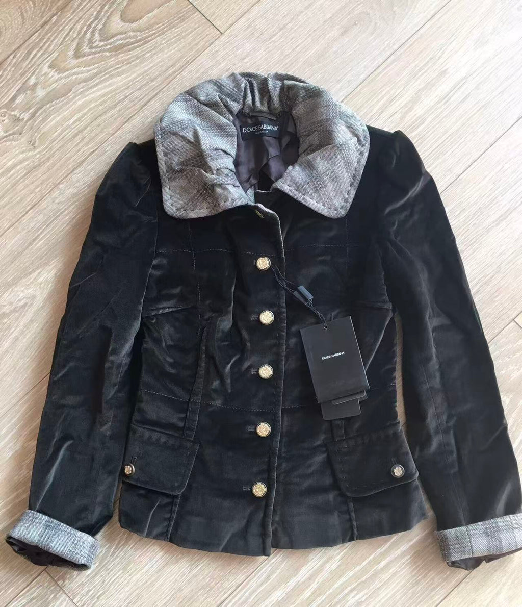 Dolce&Gabbana Velvet Fitted Blazer Jacket
