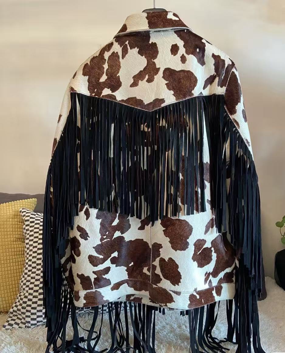 Dsquared2 17AW Cow White & Brown Pony Hair Leather Jacket