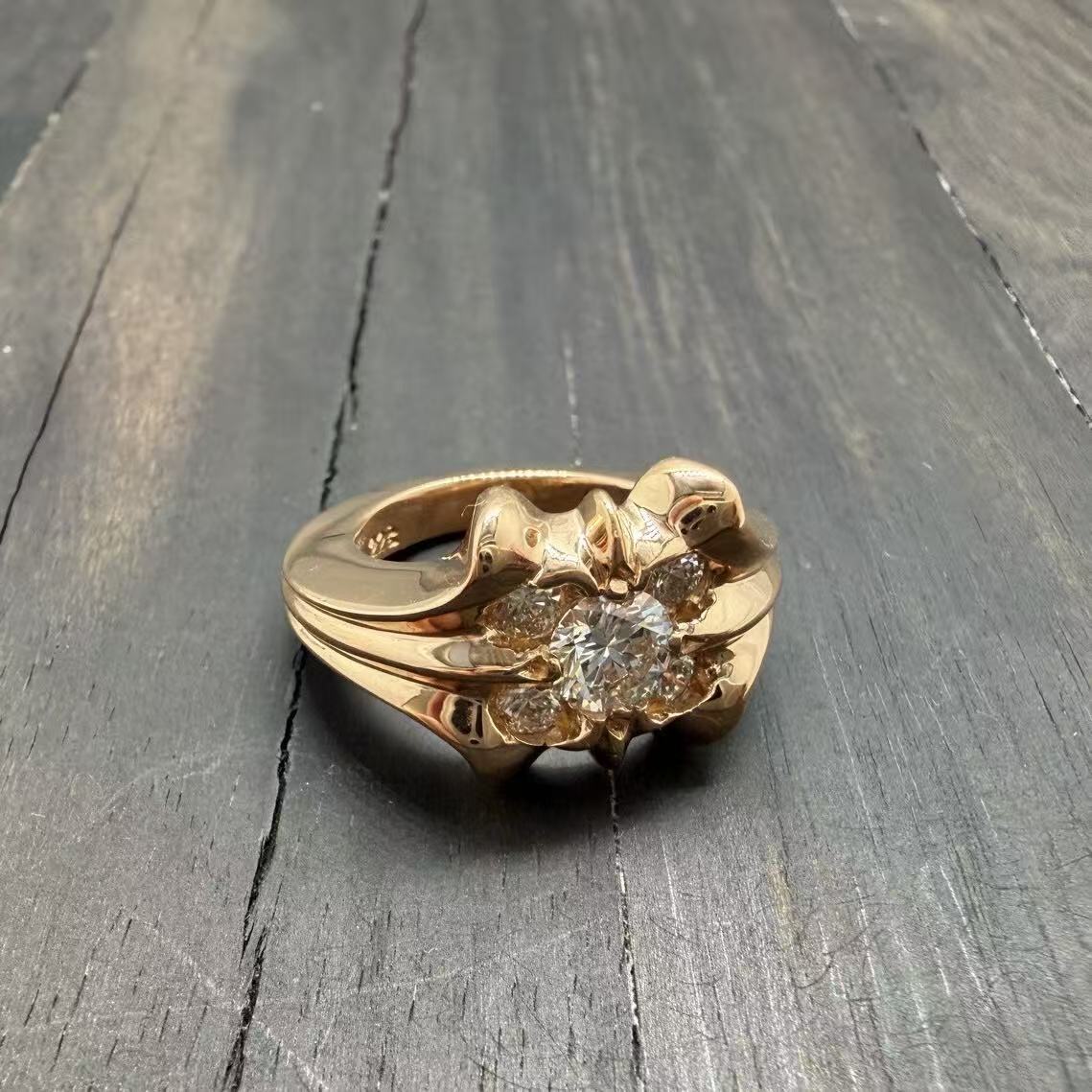Chrome Hearts K&T 5‑Point Diamond 22K Gold Ring