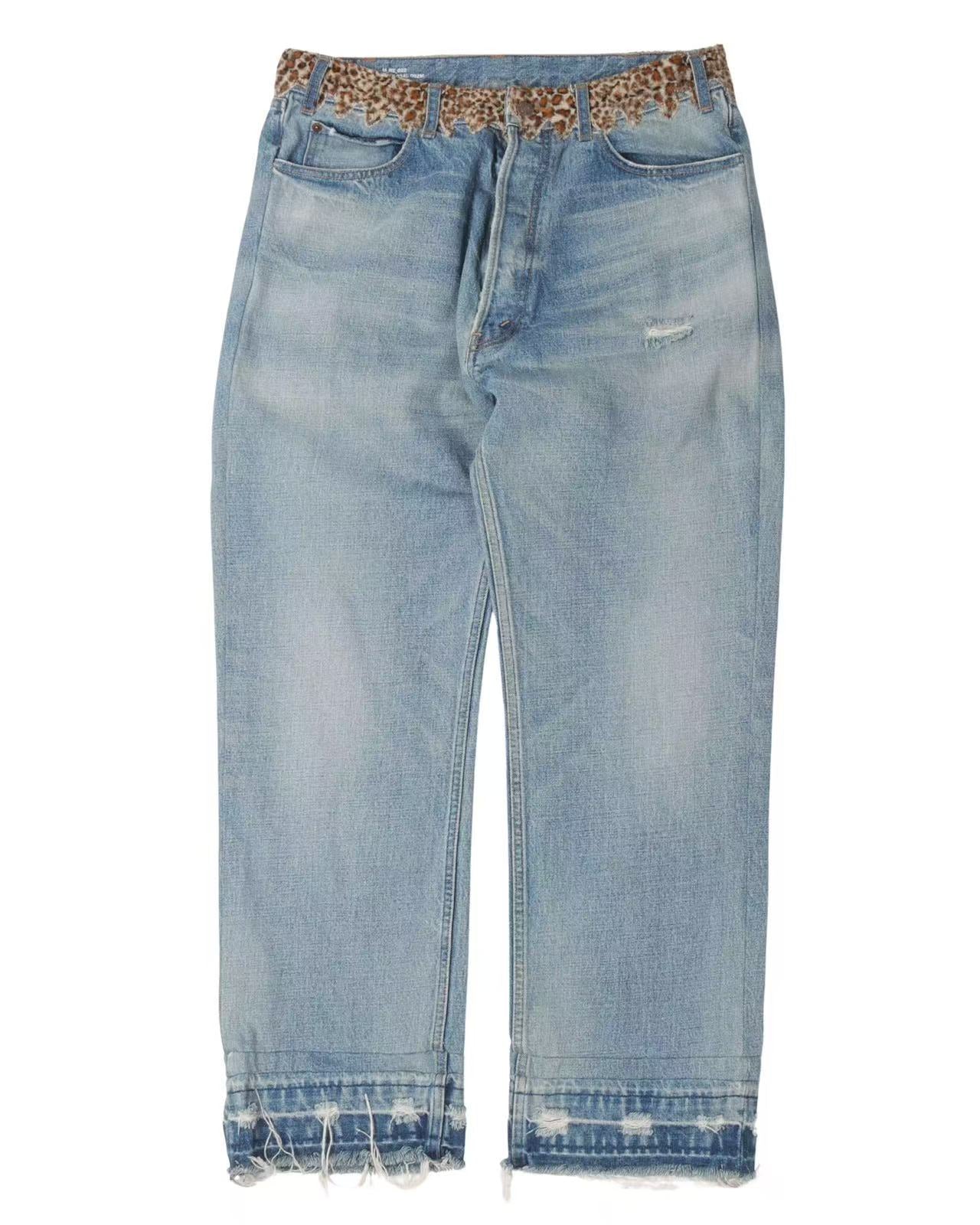 Celine 23SS Wesley Leopard Jeans in Zuma Wash Denim