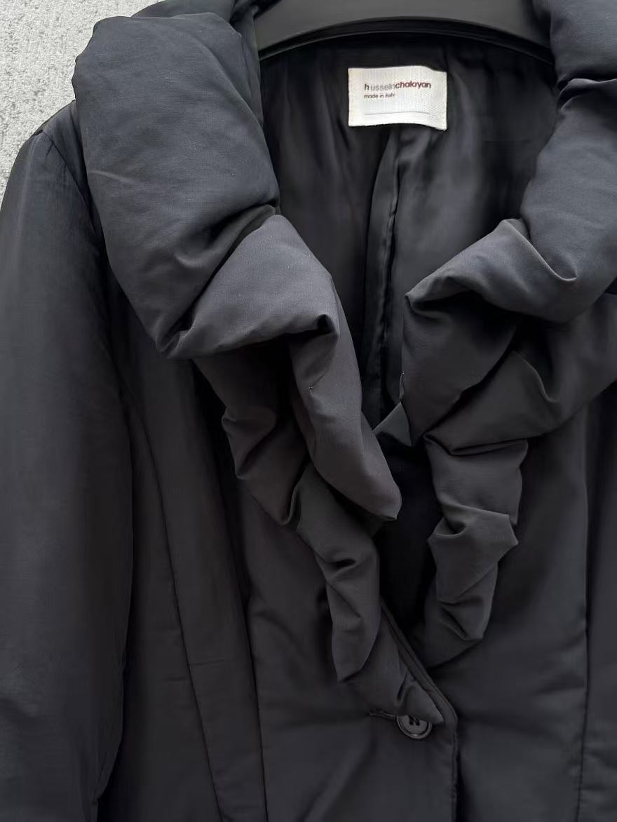 Hussein Chalayan 00s Ruffle Collar Insulated Lightweight Jacket