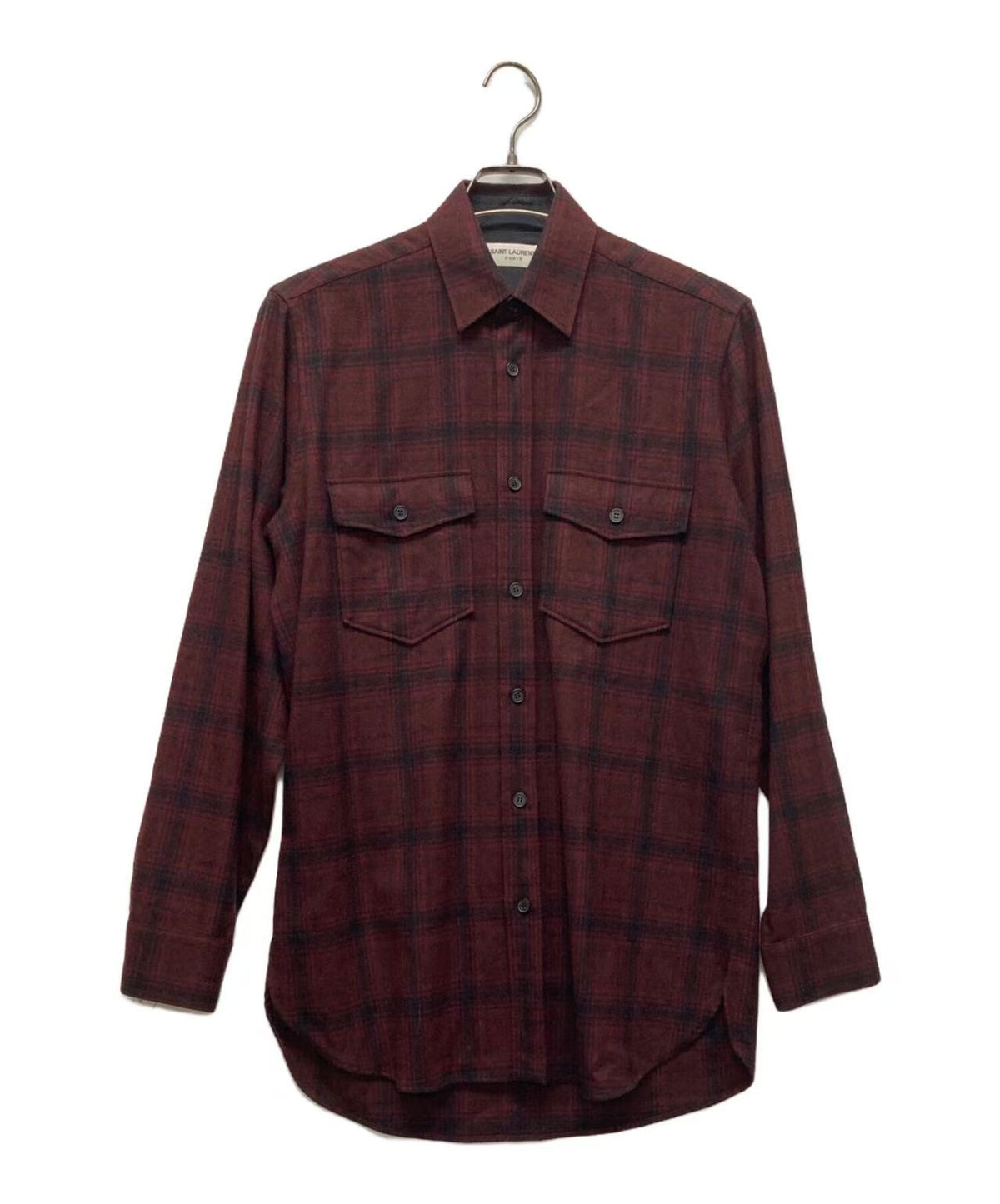 Saint Laurent 14FW Silk-Lined Wool Checked Shirt