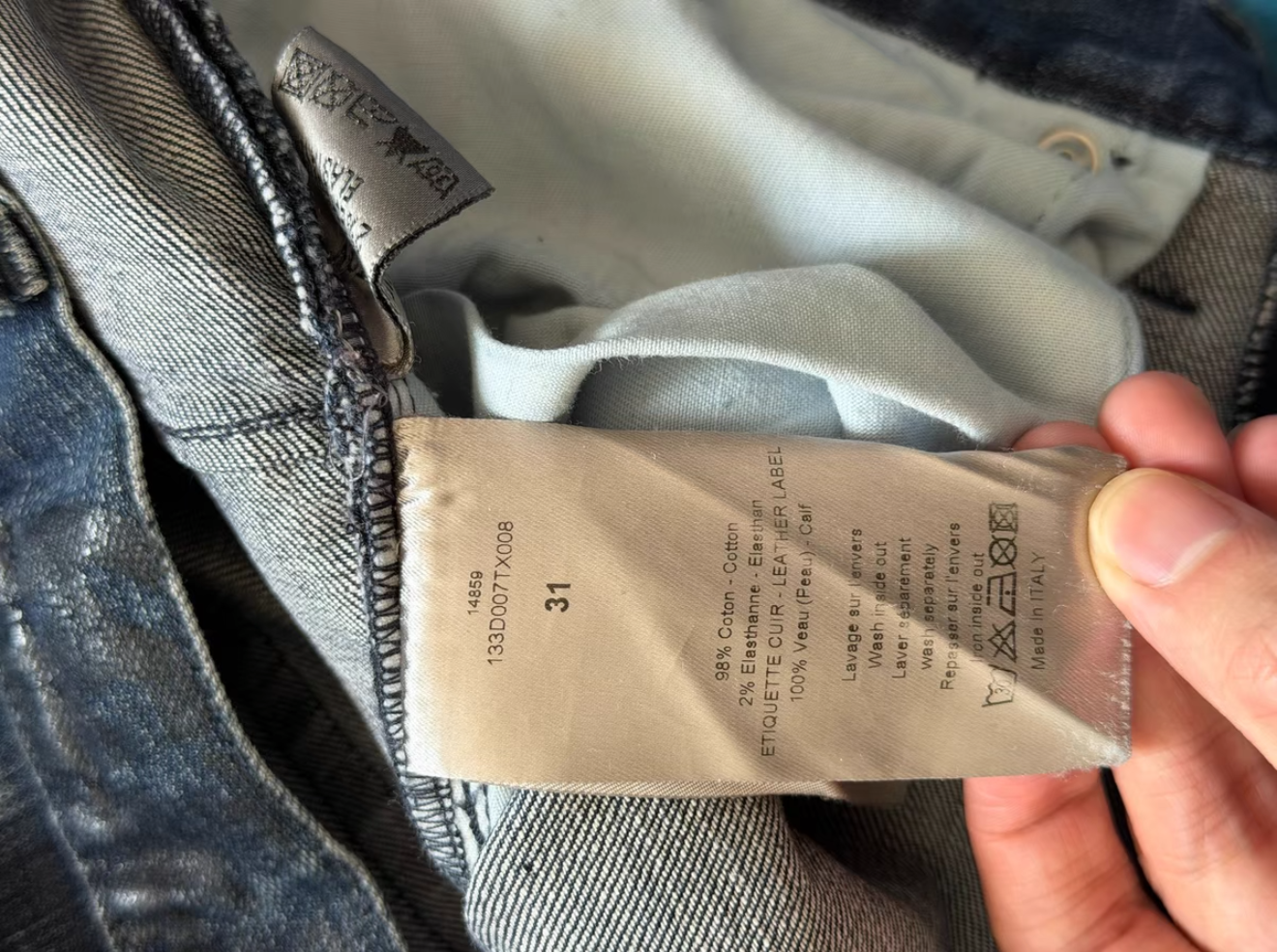 Dior homme wax denim jeans