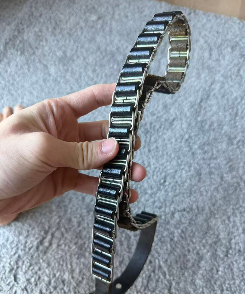 Helmut Lang Archive Military Metal Chain Leather Belt 1999