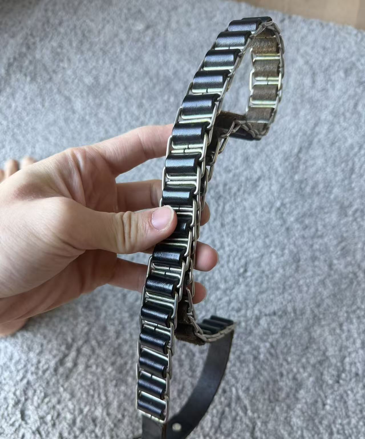 Helmut Lang Archive Military Metal Chain Leather Belt 1999