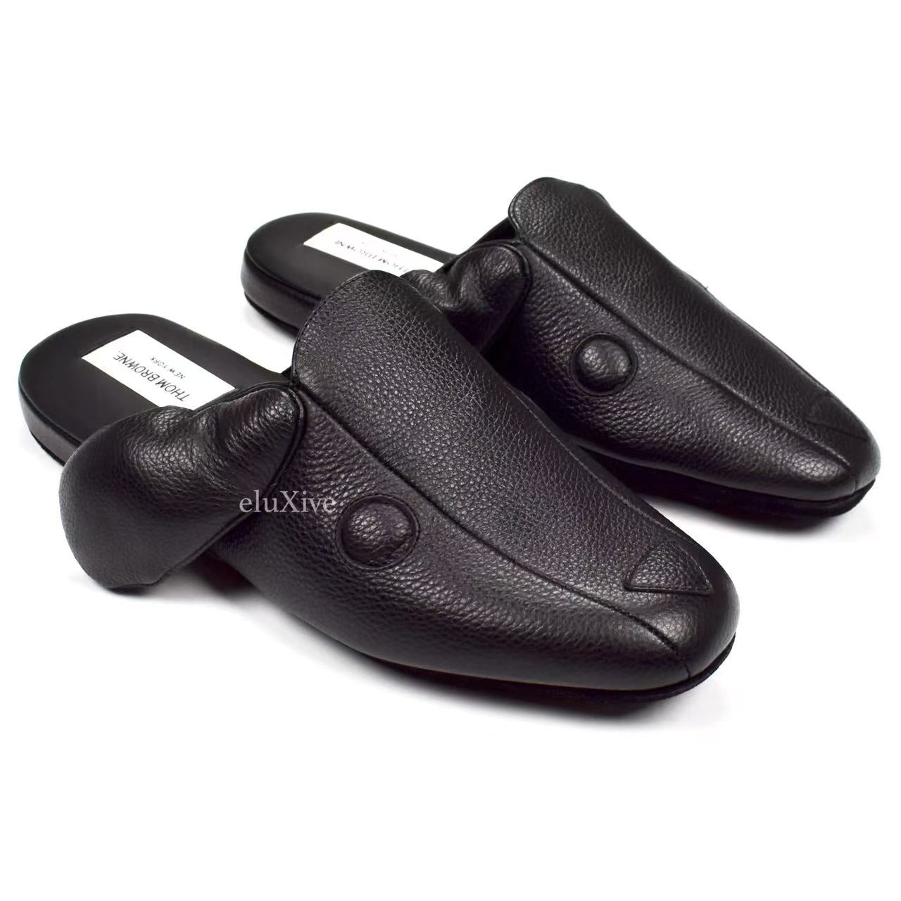 Thom Browne Black Leather Hector Dog Slippers