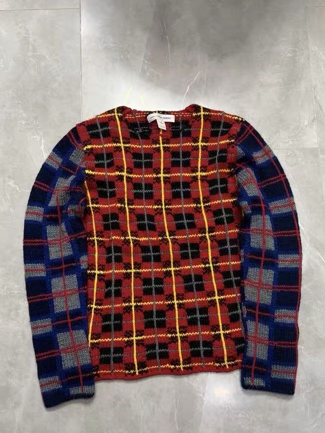 Comme des Garcons SHIRT Plaid Pattern Wool Knit Sweater