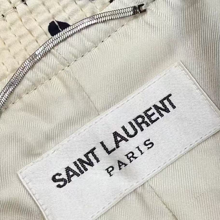 Saint Laurent 22SS Cloud Motif Silk Satin Teddy Jacket