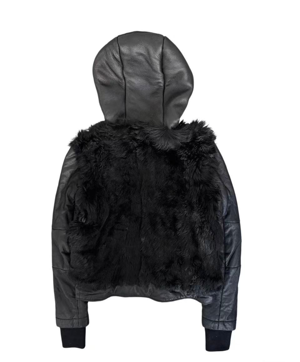 Helmut Lang 11AW Paneled Fur Leather Jacket