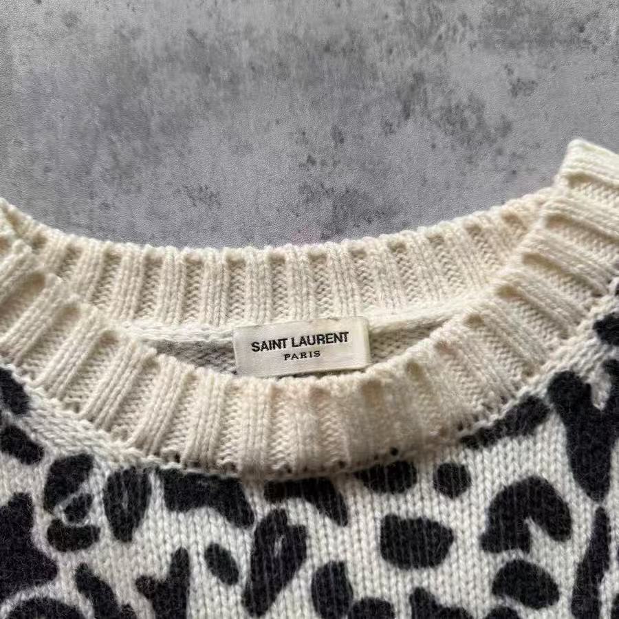 Saint Laurent 16AW Leopard Intarsia Knit Sweater