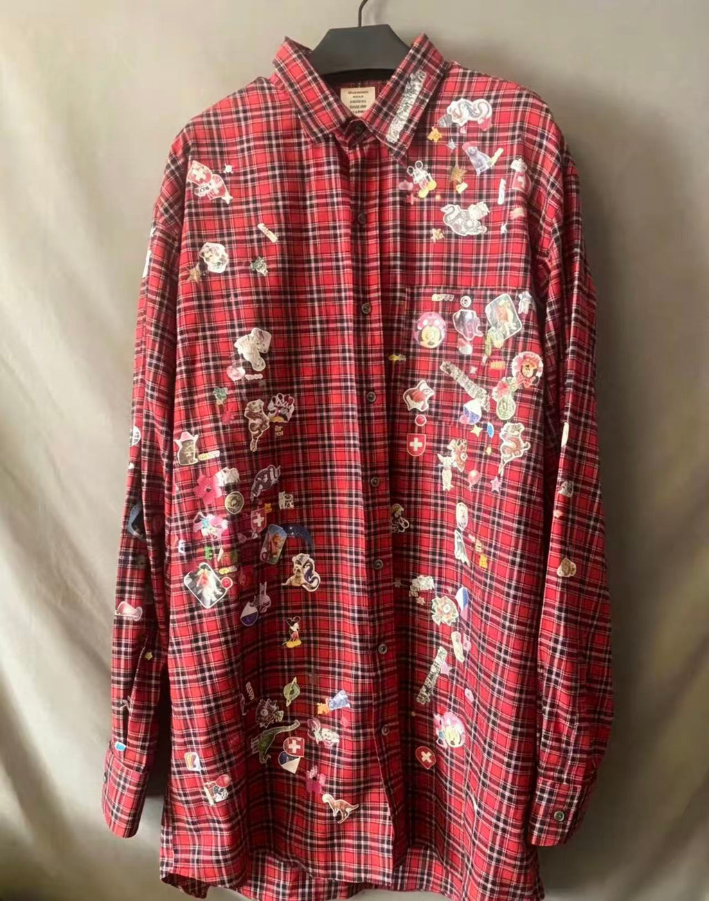 Vetements 18fw Sticker Plaid Flannel Shirt