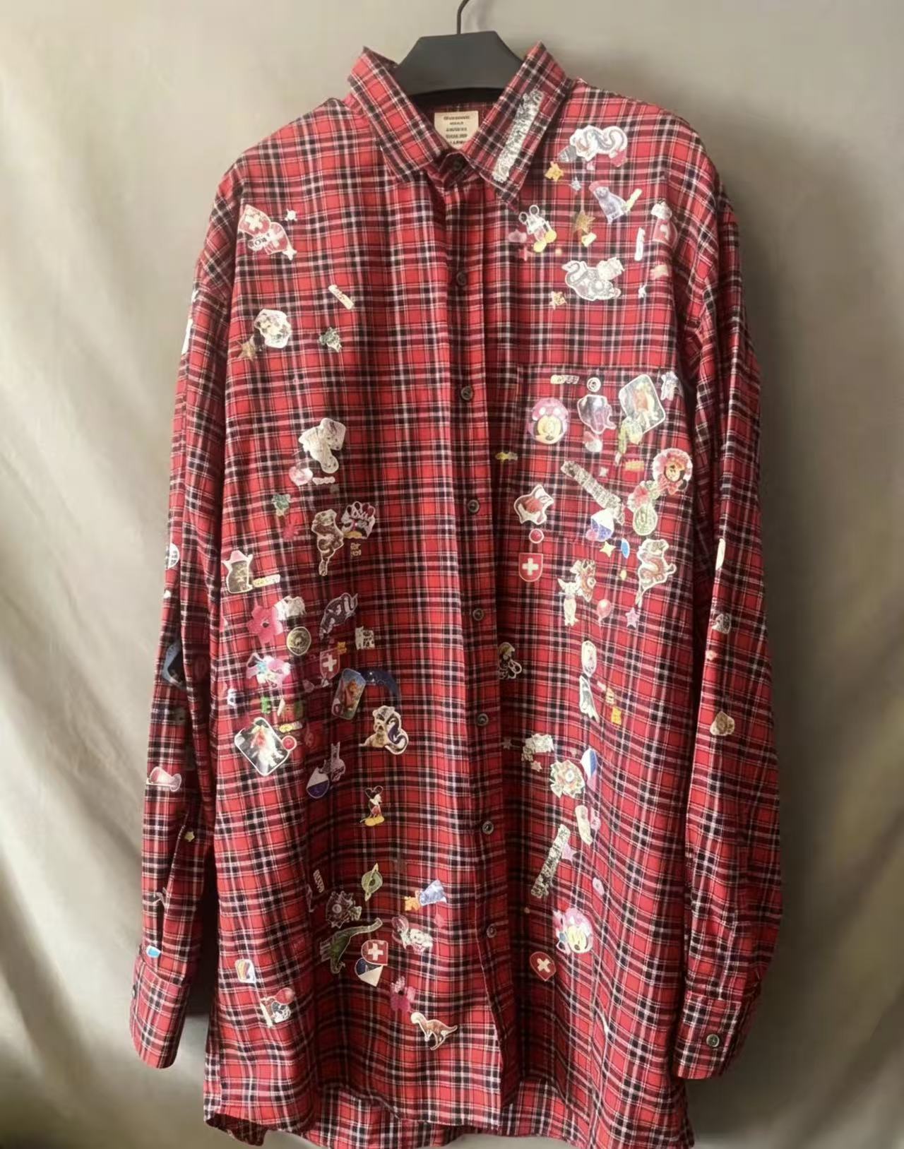 Vetements 18fw Sticker Plaid Flannel Shirt