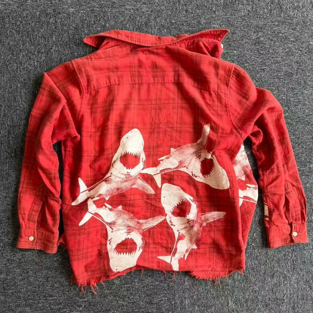 AMIRI Shark Print Flannel Shirt