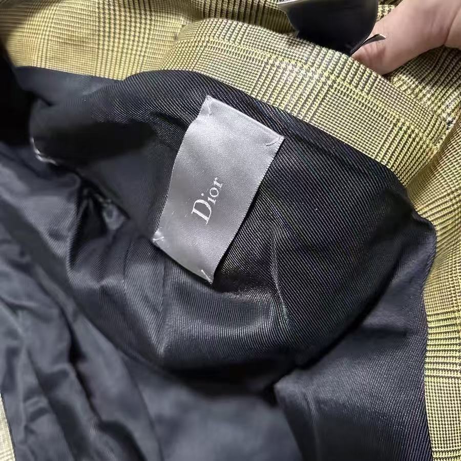 Dior Homme 07FW Navigate Waxy Coated Houndstooth Trench Coat