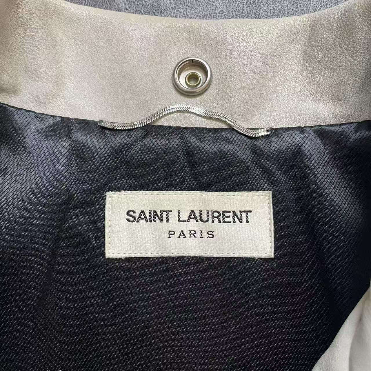 Saint Laurent 14FW Aged Black And White Leather Jacket