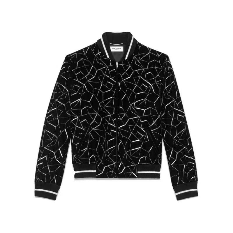 Saint Laurent 19FW Black Sequin Teddy Tangle Jacket