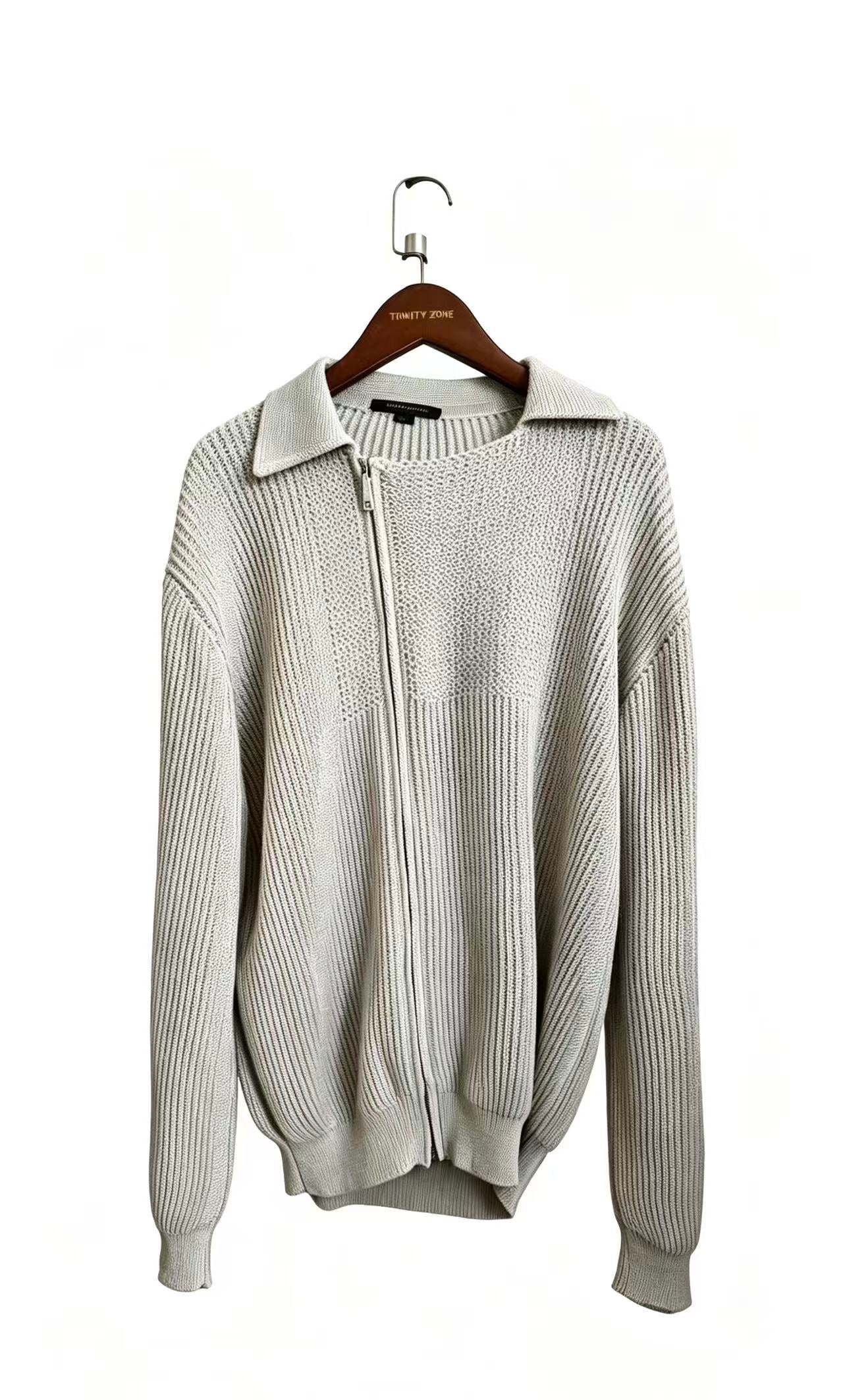 Louis Vuitton Collared Full‑Zip Ribbed Knit Cardigan
