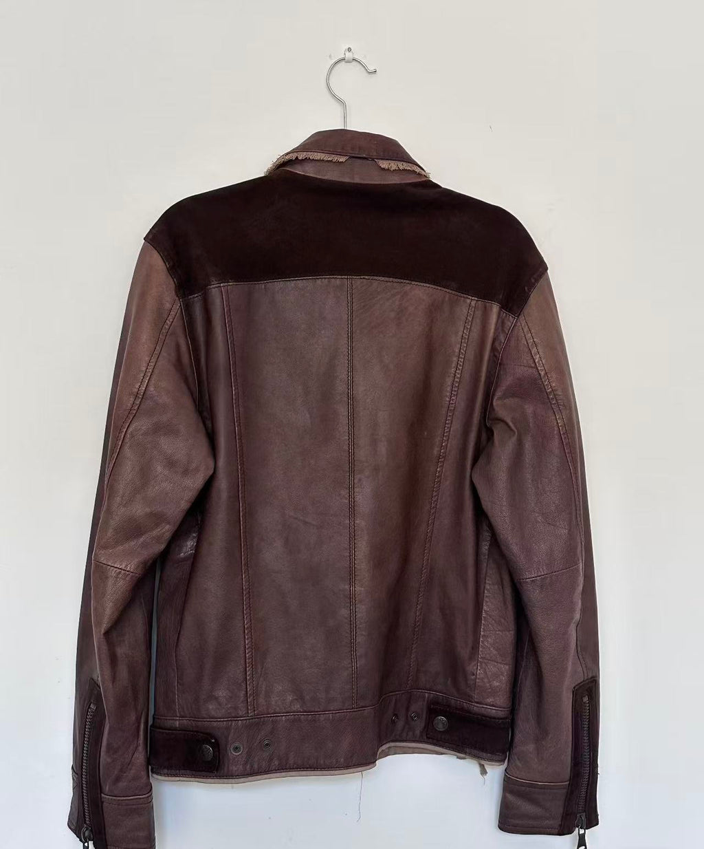 Dolce Gabbana D&G Multi-Zip Shearling Trim Leather Biker Jacket