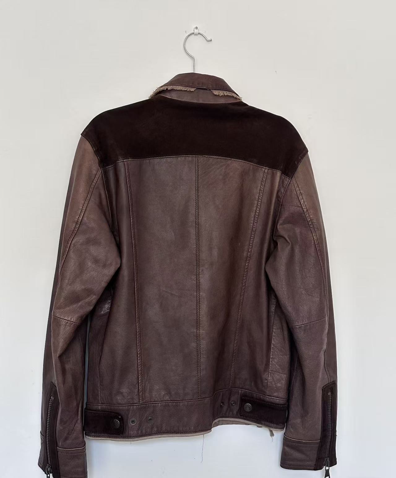 Dolce Gabbana D&G Multi-Zip Shearling Trim Leather Biker Jacket