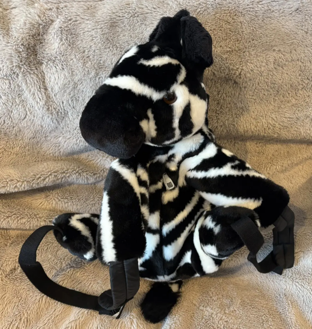 Dolce & Gabbana FW17 Unisex Faux Fur Plush Toy Zebra Backpack
