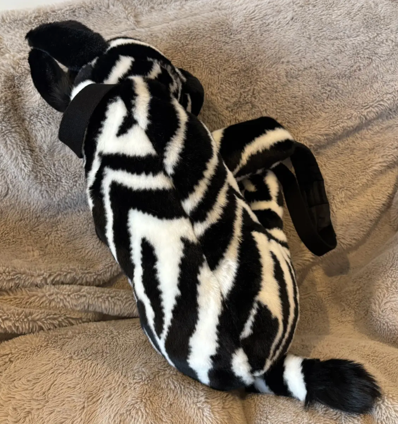 Dolce & Gabbana FW17 Unisex Faux Fur Plush Toy Zebra Backpack