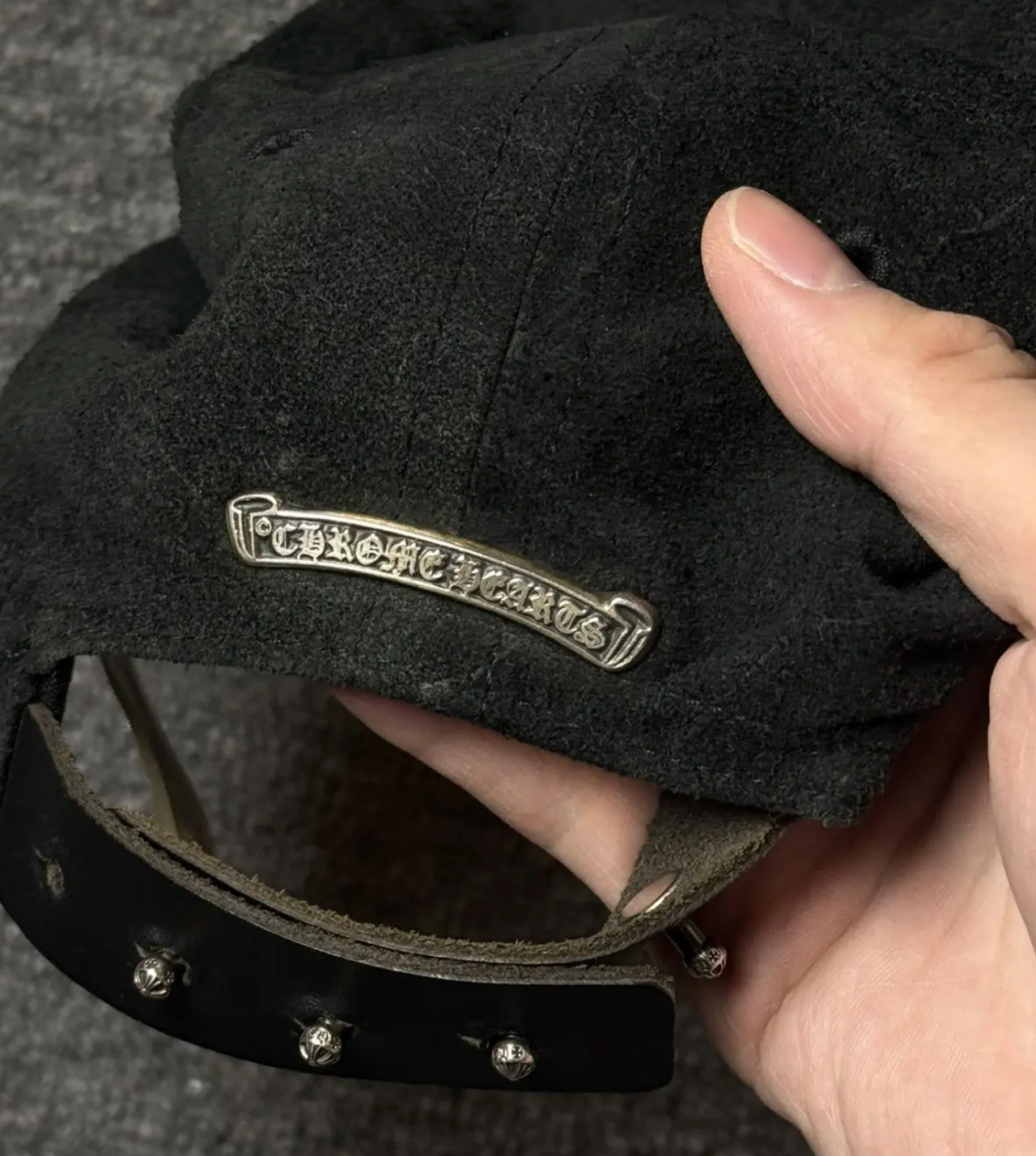 Chrome Hearts dagger suede cap