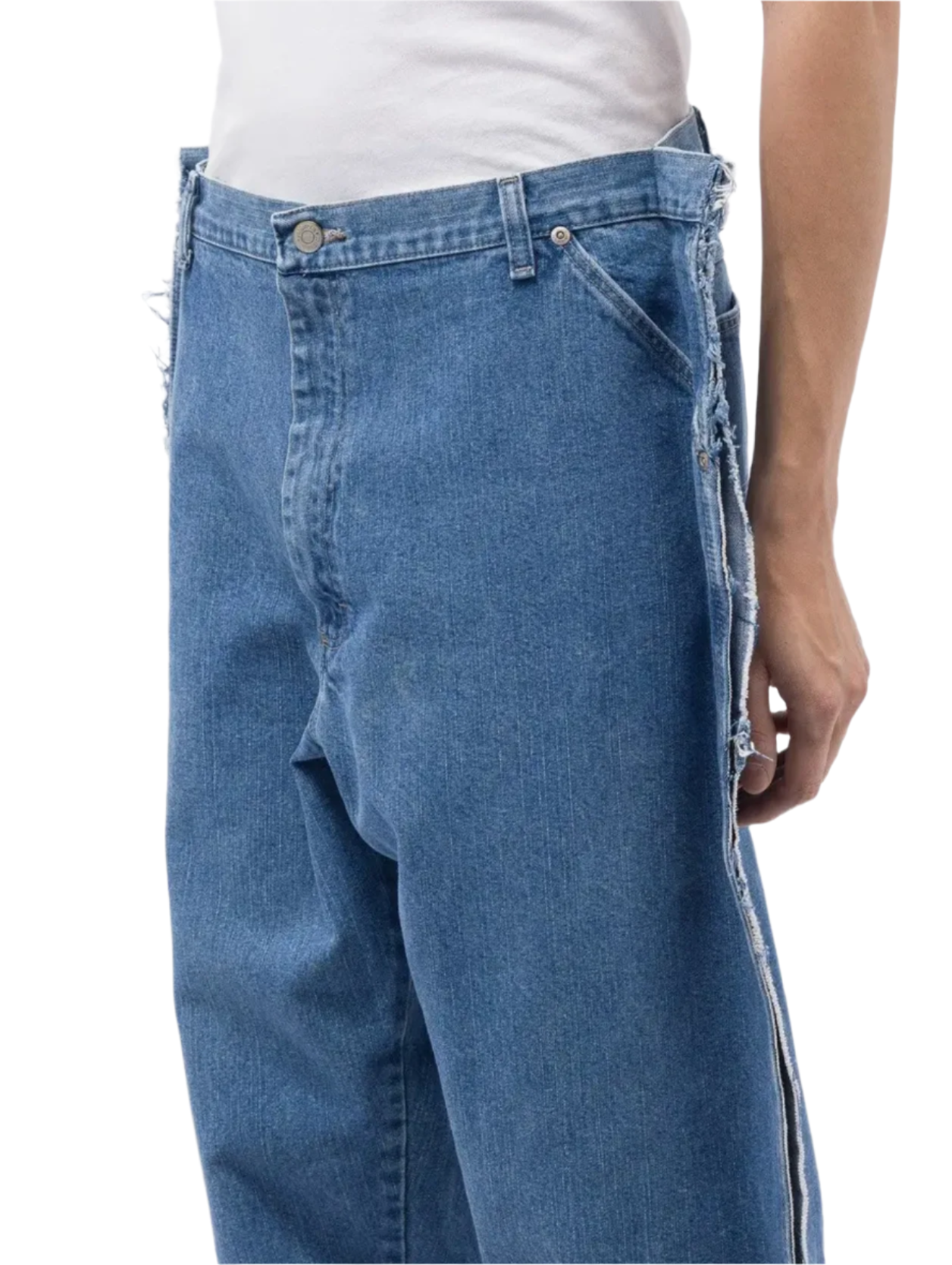 PROTOTYPES fringe denim wide leg jeans