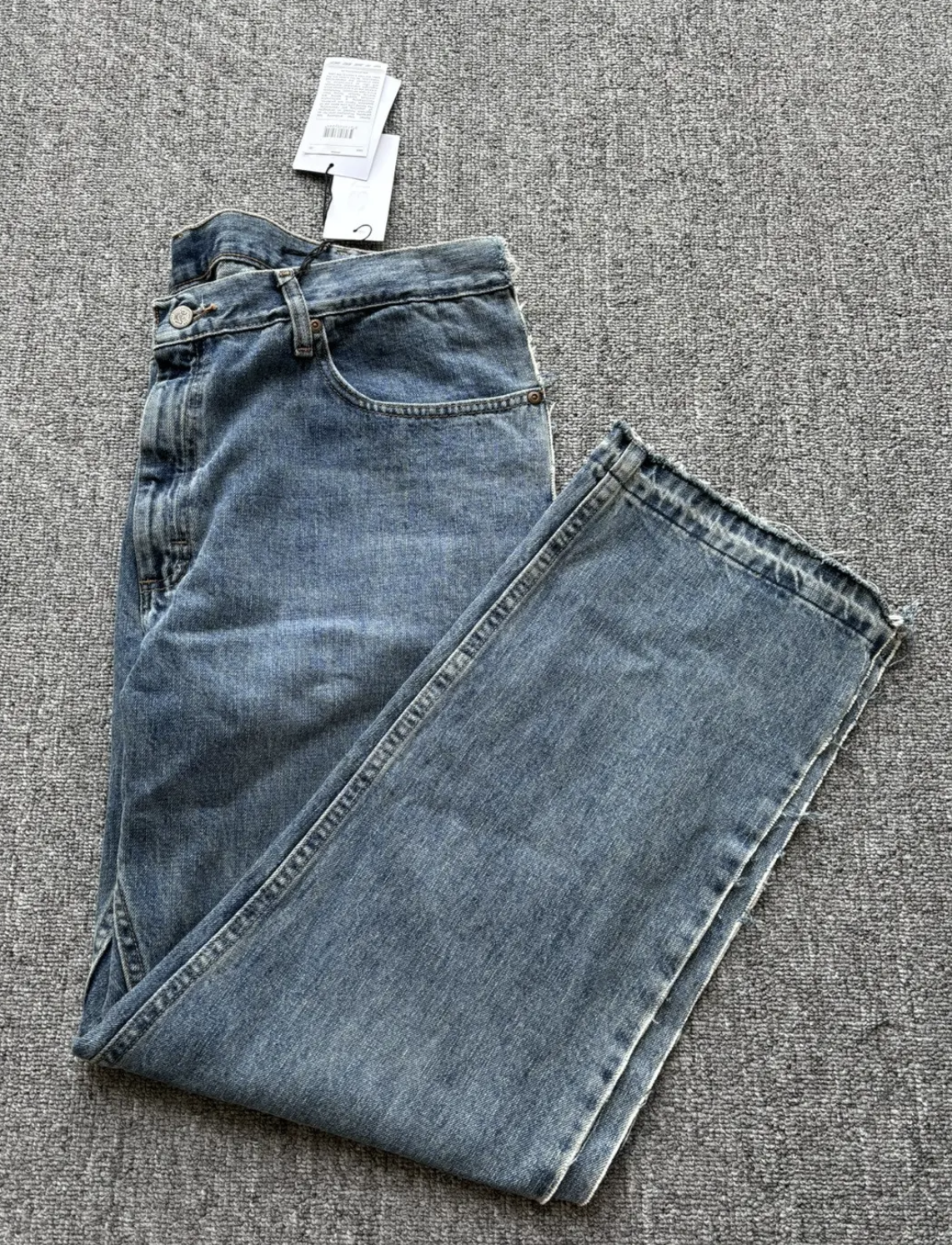 PROTOTYPES fringe denim wide leg jeans