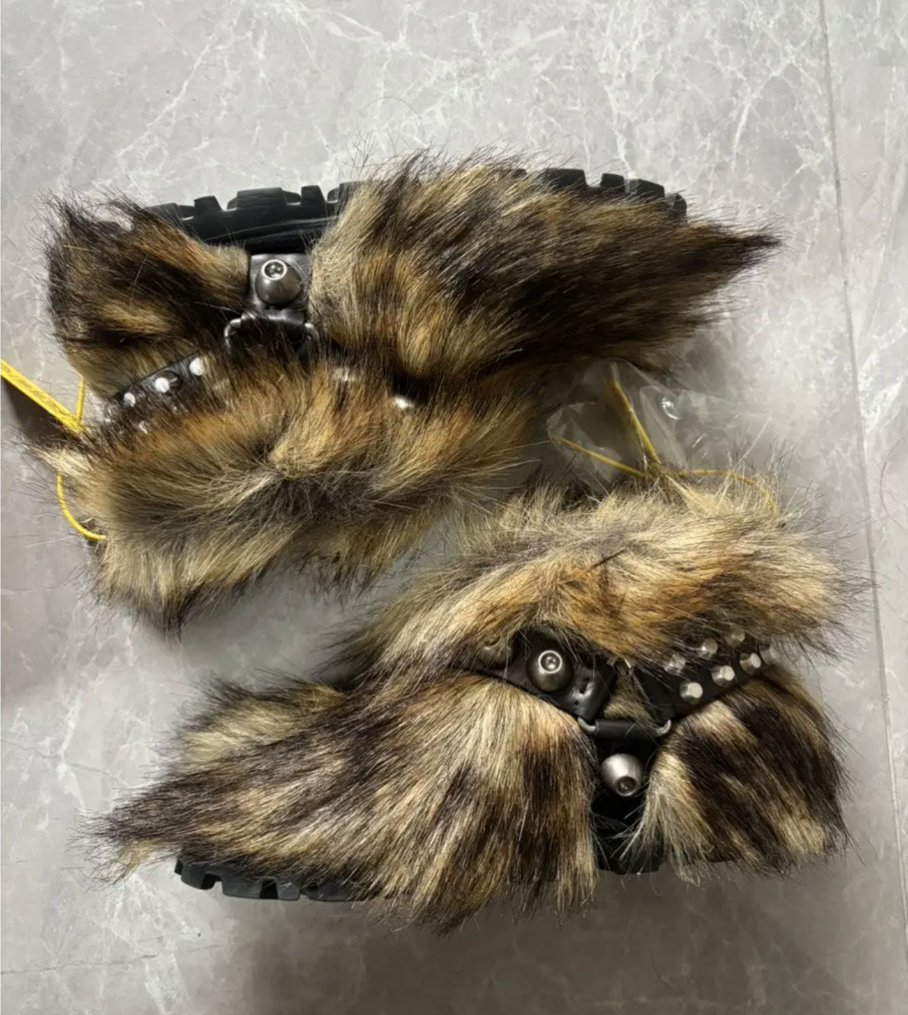 Miu Miu Harness-detail faux fur ankle boots