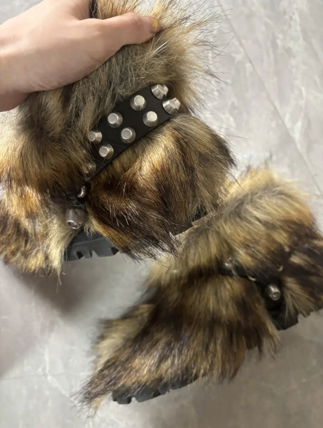 Miu Miu Harness-detail faux fur ankle boots