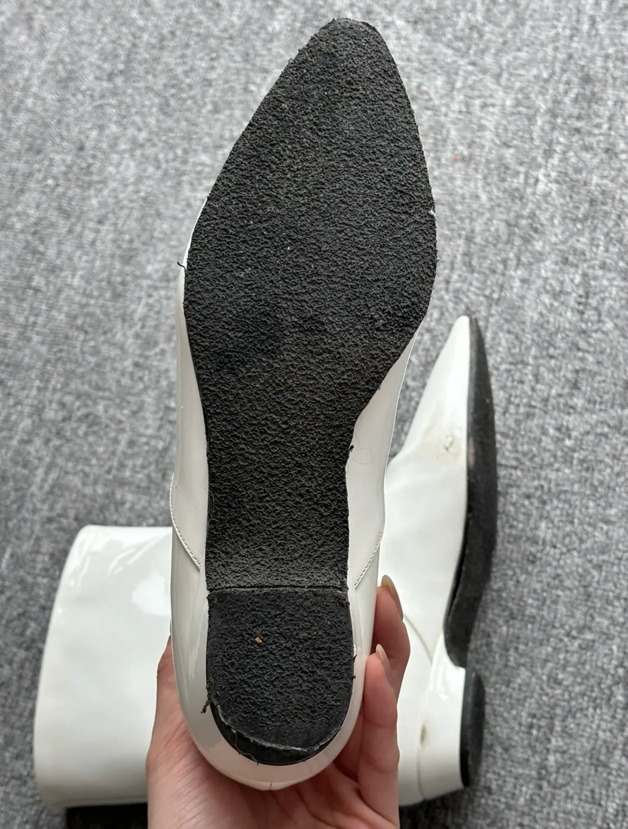 Miu Miu patent logo boots