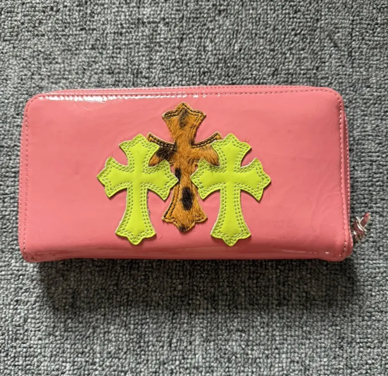 Chrome Hearts triple cross leather wallet
