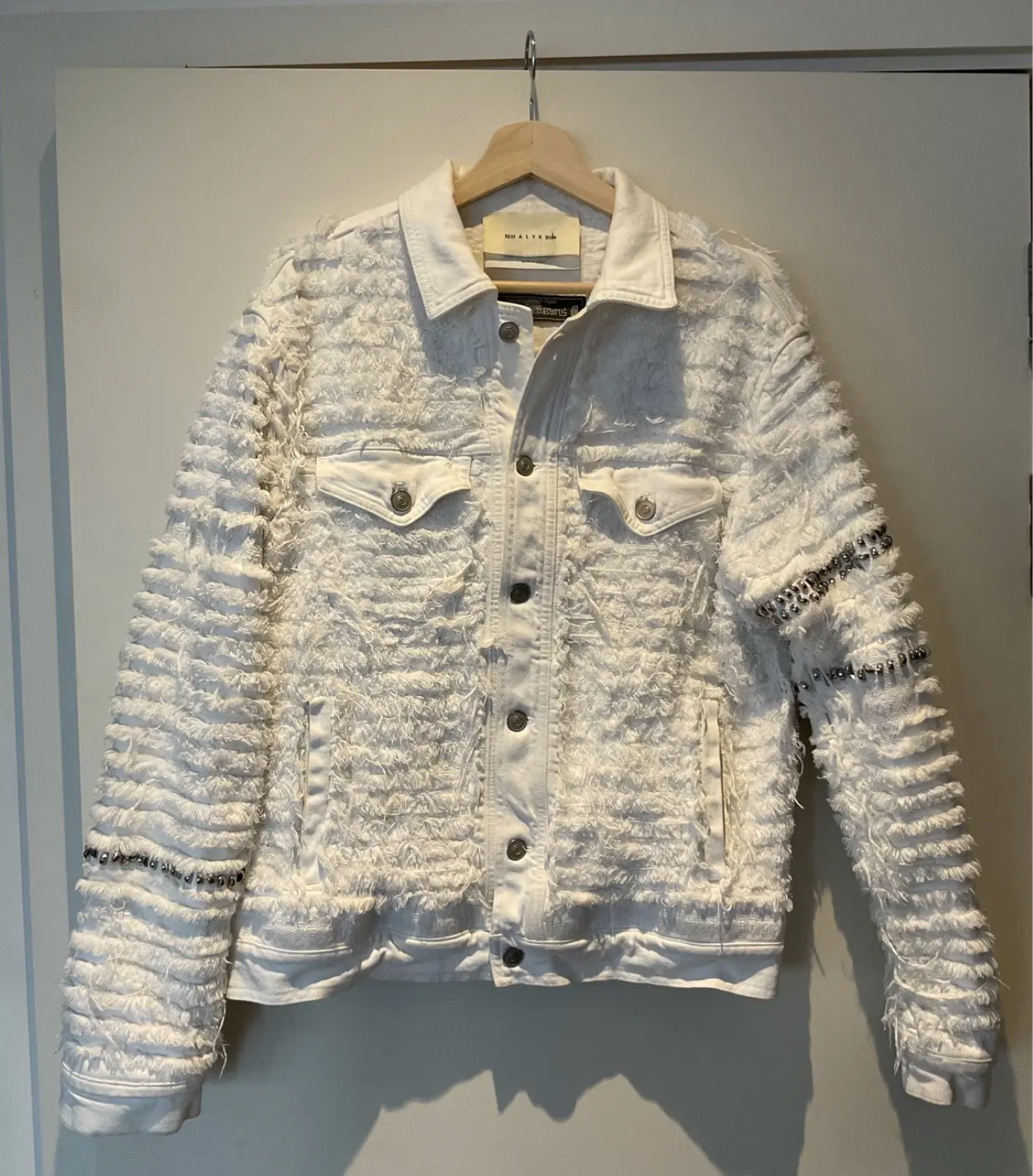 1017 alyx 9sm SS22 studded distressed jacket WHITE