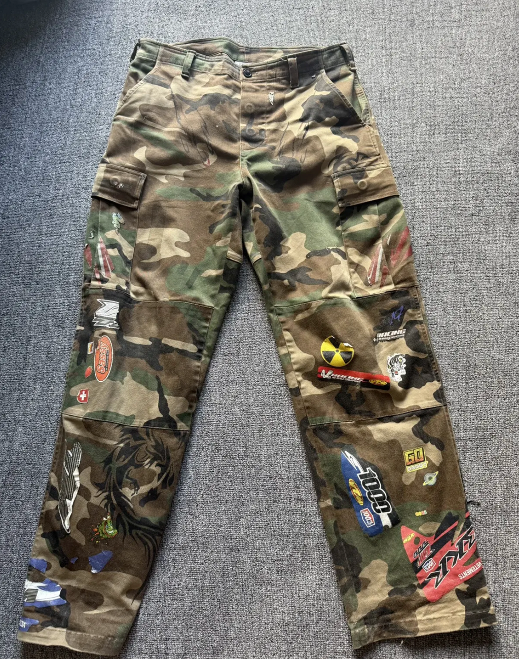 Vetements FW18-19 Camouflage Sticker Cargo Pants