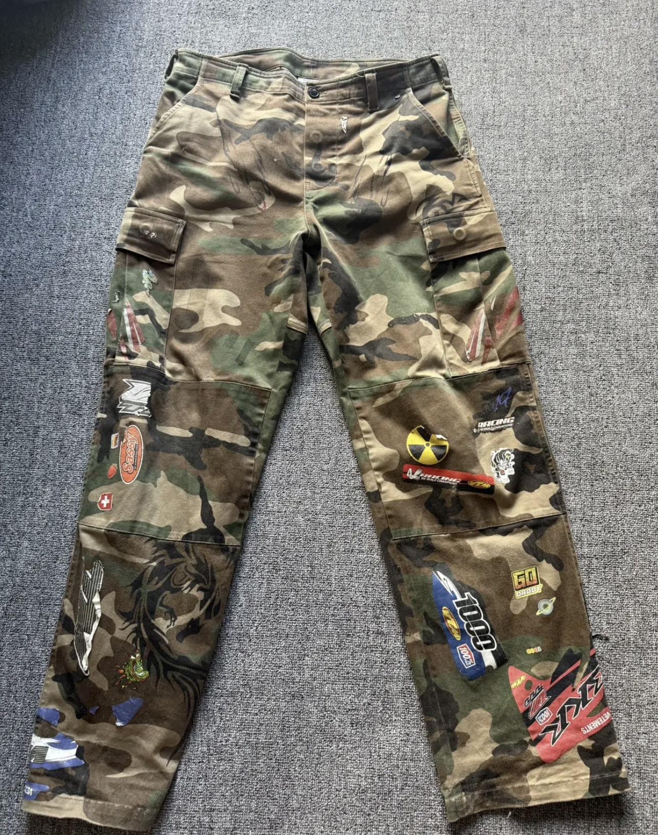 Vetements FW18-19 Camouflage Sticker Cargo Pants