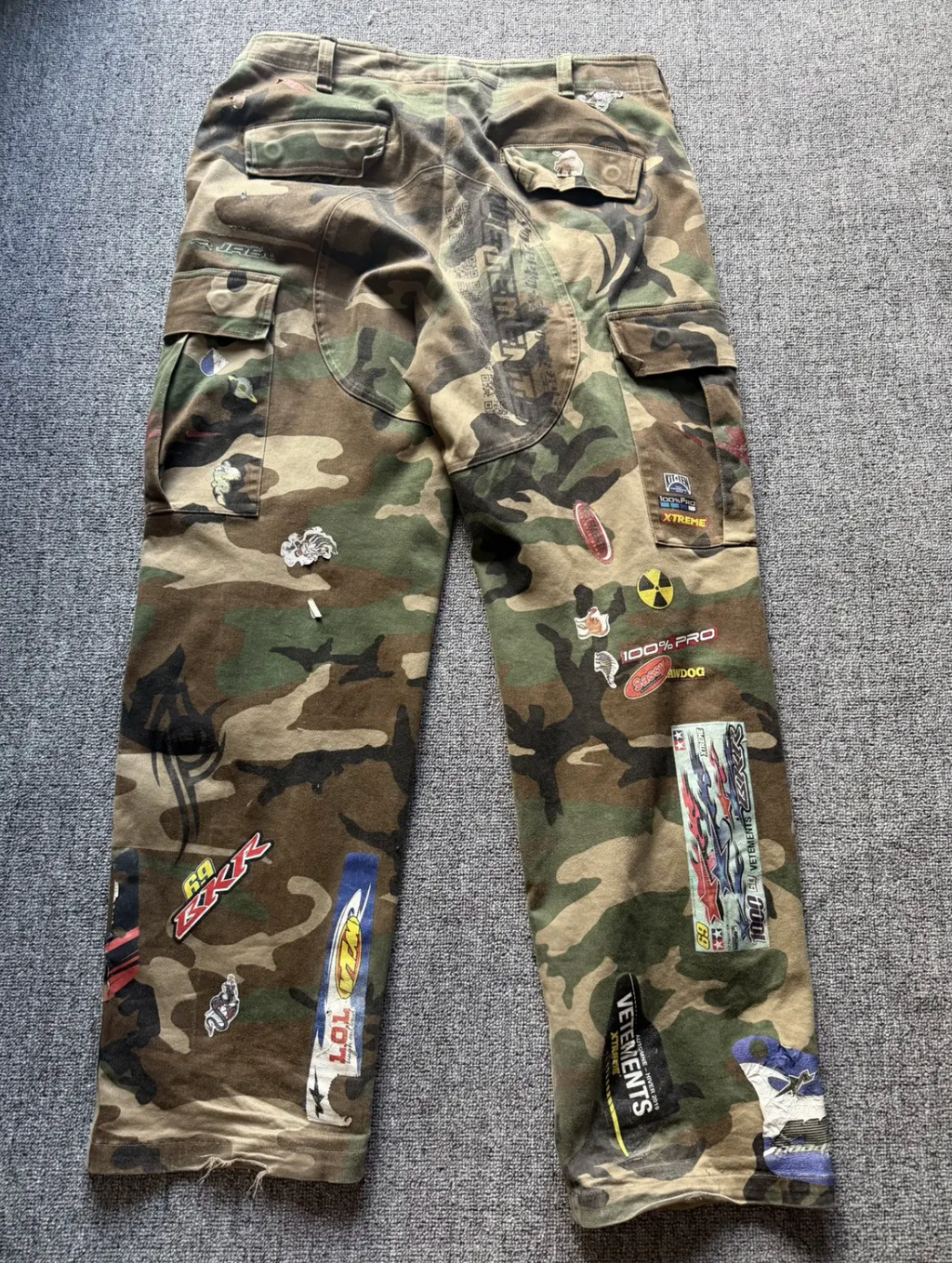 Vetements FW18-19 Camouflage Sticker Cargo Pants