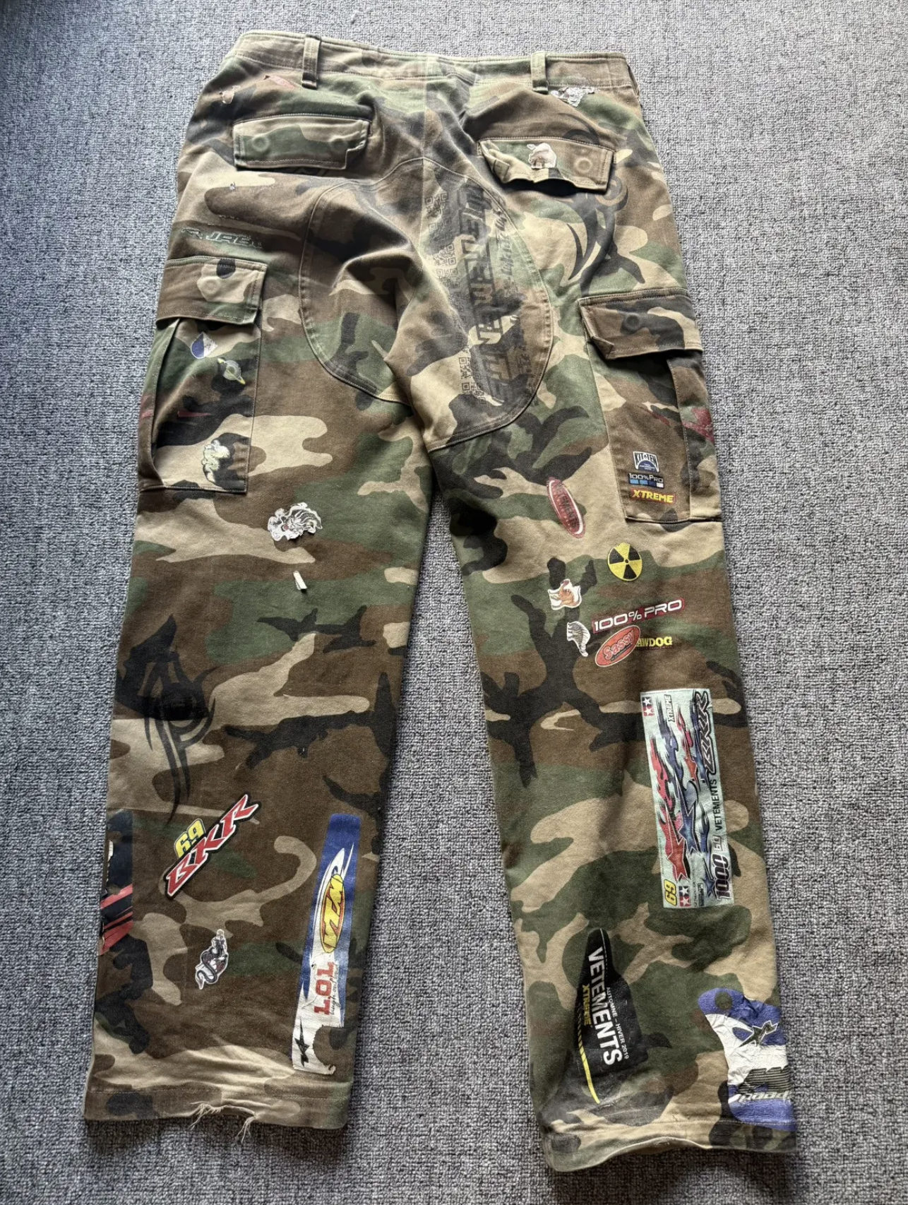 Vetements FW18-19 Camouflage Sticker Cargo Pants