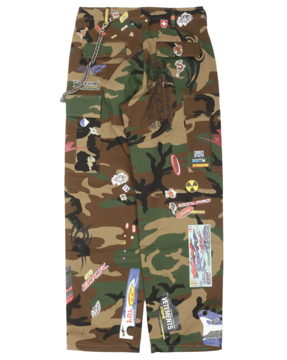 Vetements FW18-19 Camouflage Sticker Cargo Pants