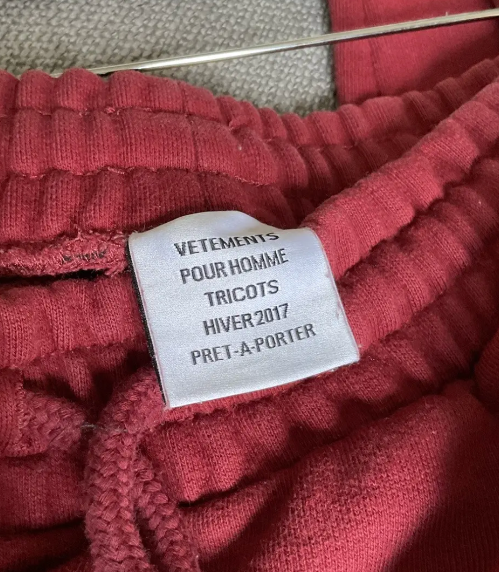 Vetements Burgundy Eleven Inch Gun Club Sweatpants