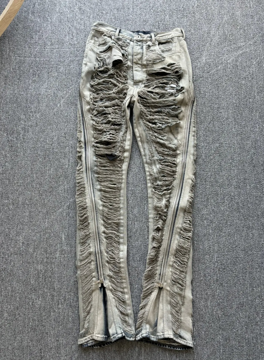 RICK OWENS BOLAN BANANA HUSTLER BLUE SHREDDED