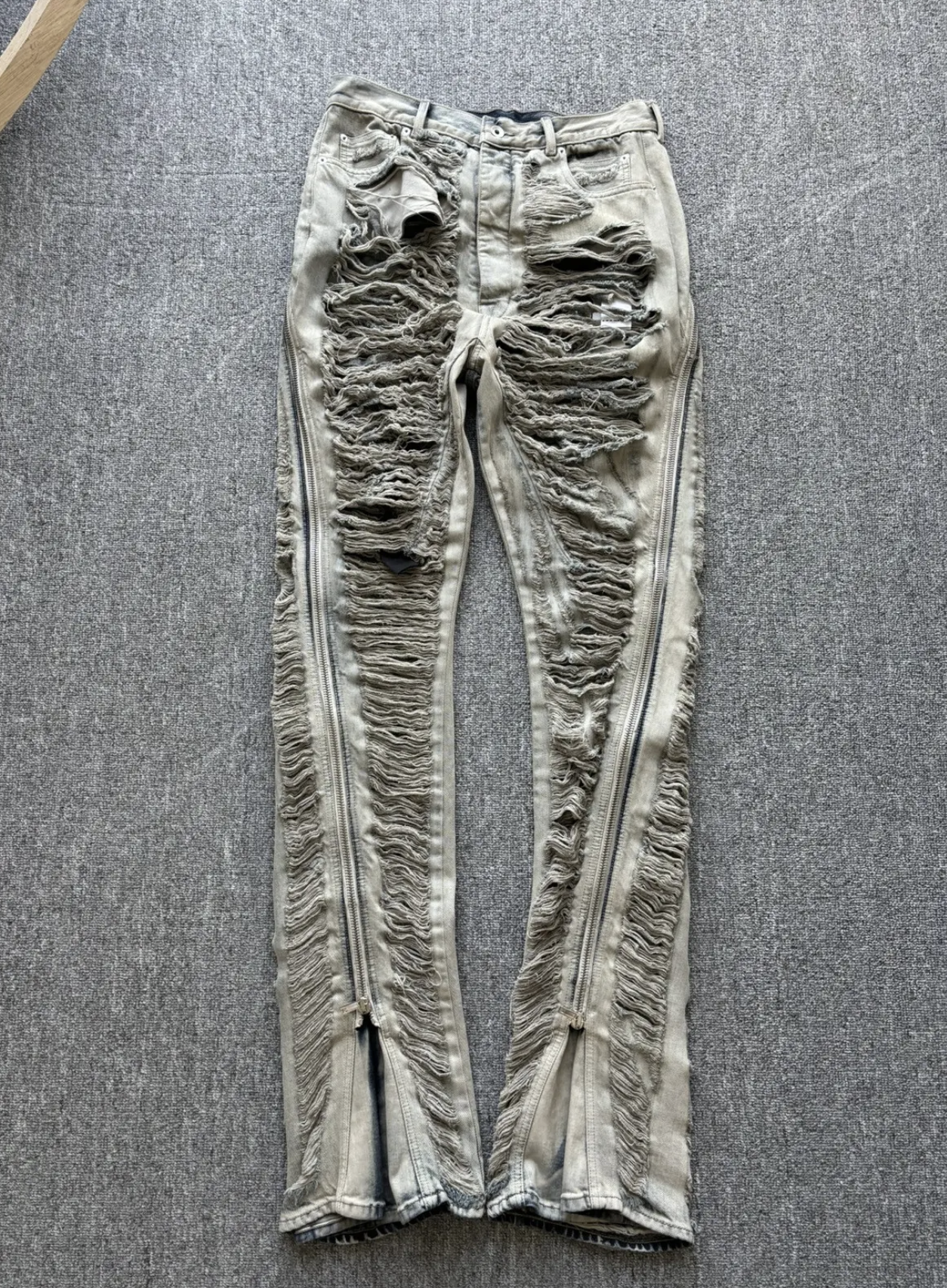 RICK OWENS BOLAN BANANA HUSTLER BLUE SHREDDED