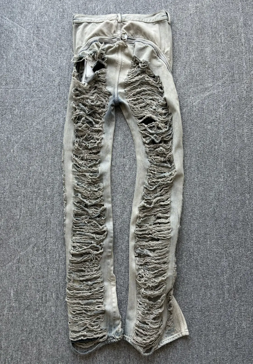 RICK OWENS BOLAN BANANA HUSTLER BLUE SHREDDED