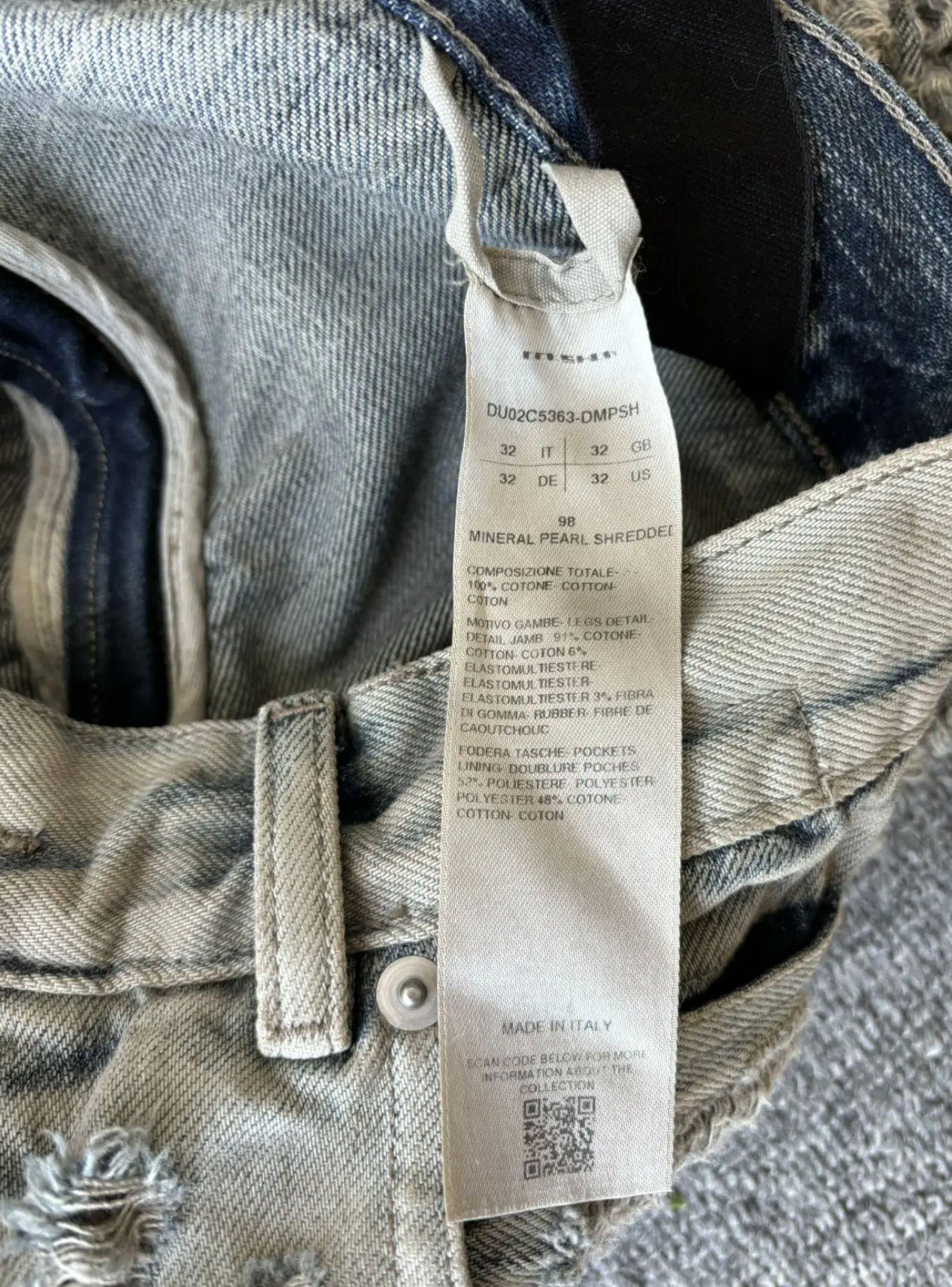 RICK OWENS BOLAN BANANA HUSTLER BLUE SHREDDED