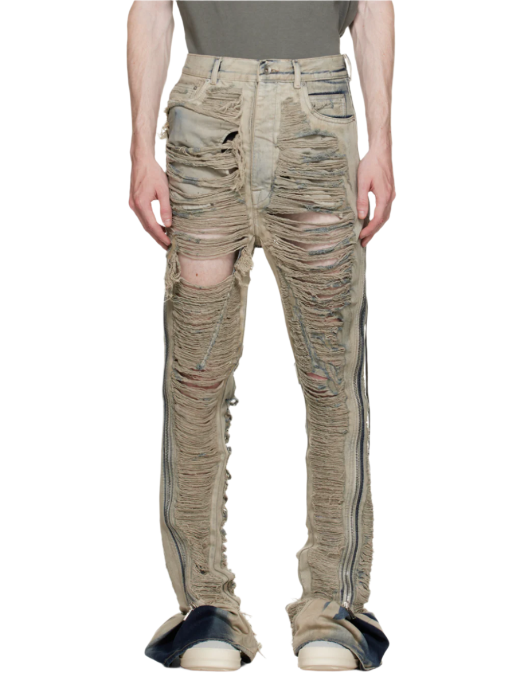 RICK OWENS BOLAN BANANA HUSTLER BLUE SHREDDED