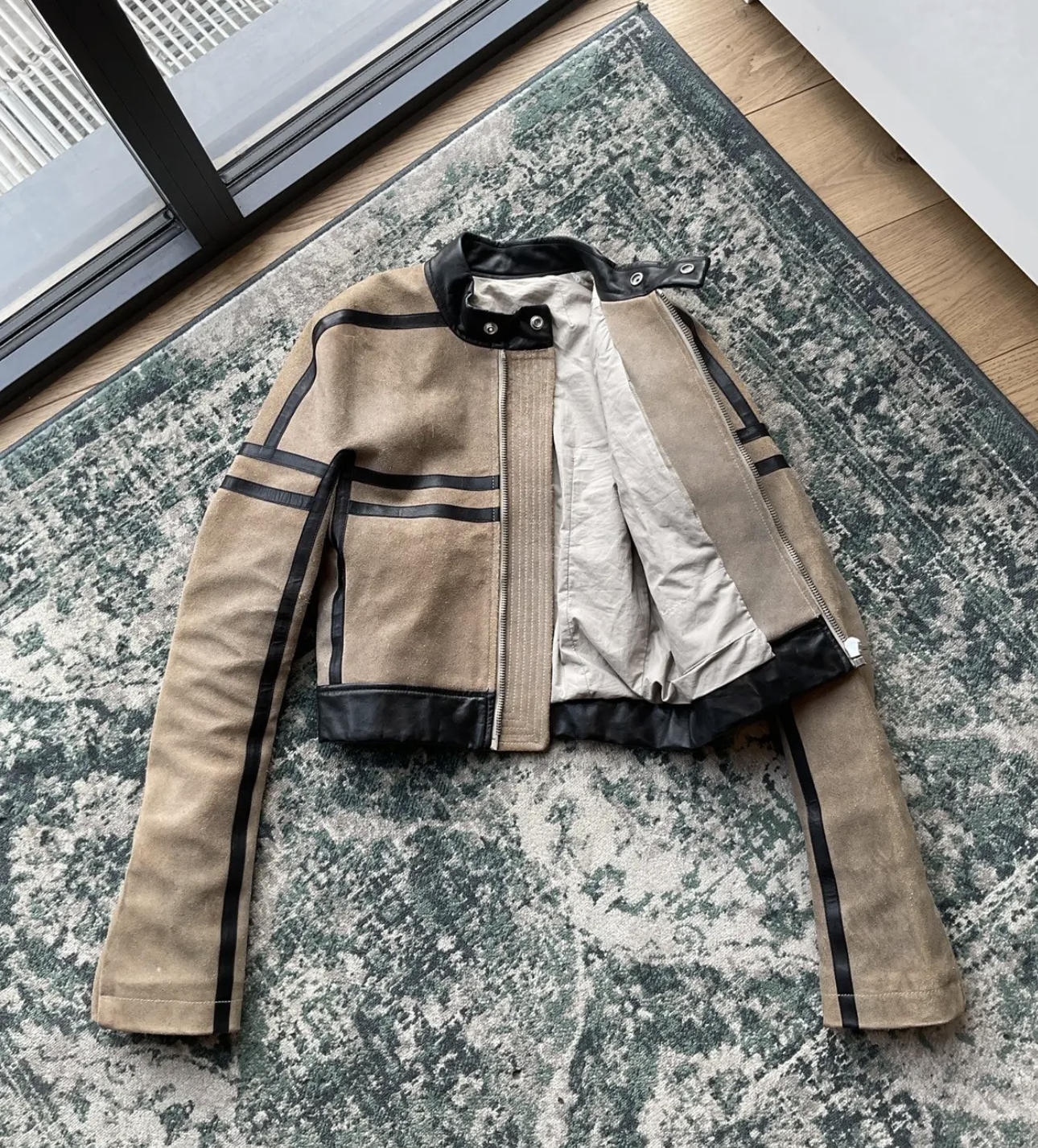 Rick Owens fw12 pearl/bl runway leather jacket